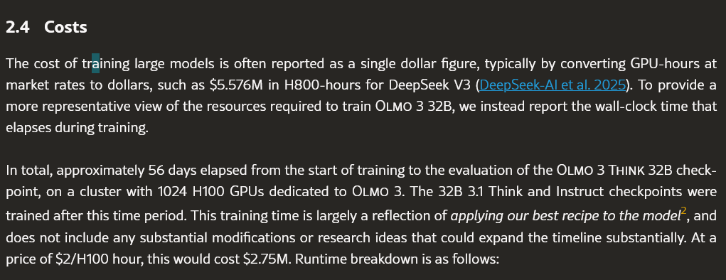 Olmo 3 model cost